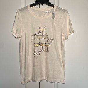 NWT Loft Sparkle Pop Fizz Champagne T-shirt